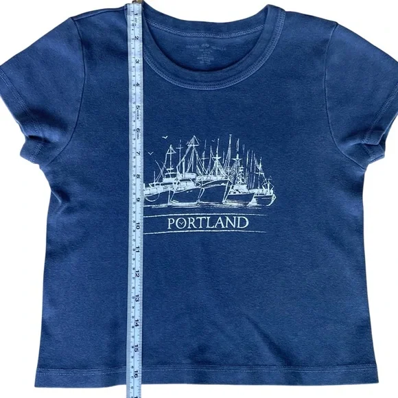 💖 5 for $25 💖 Brandy Melville Blue Gray Graphic Cotton Top– One Size (Fits XS/S) - Picture 6 of 7